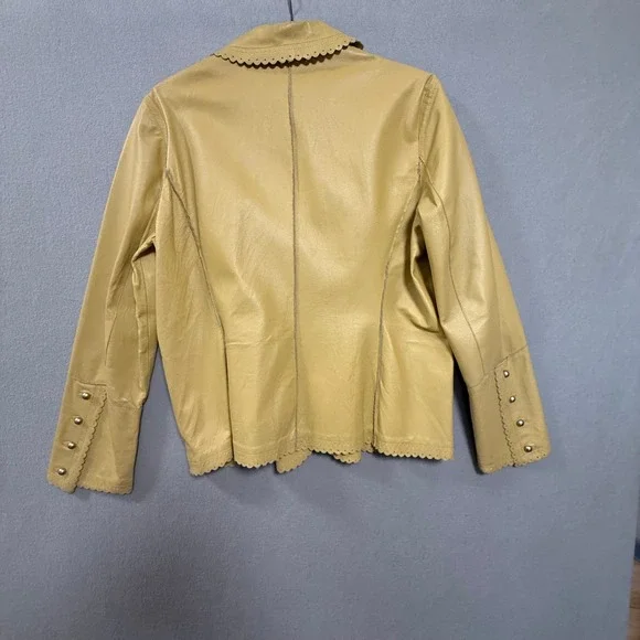 Vintage Y2K Cami NYC Western Cutouts Scalloped Edge Leather Jacket Size 16
